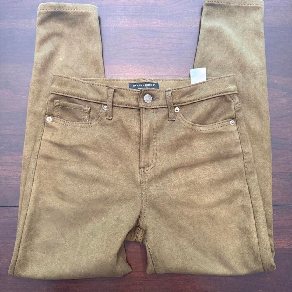 Banana Republic high rise skinny suede jeans in tan